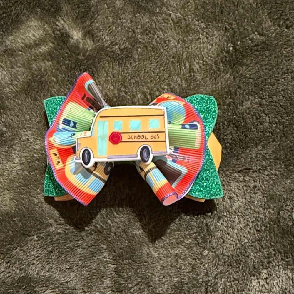 Colorful School Bus Hair Bow for Kids